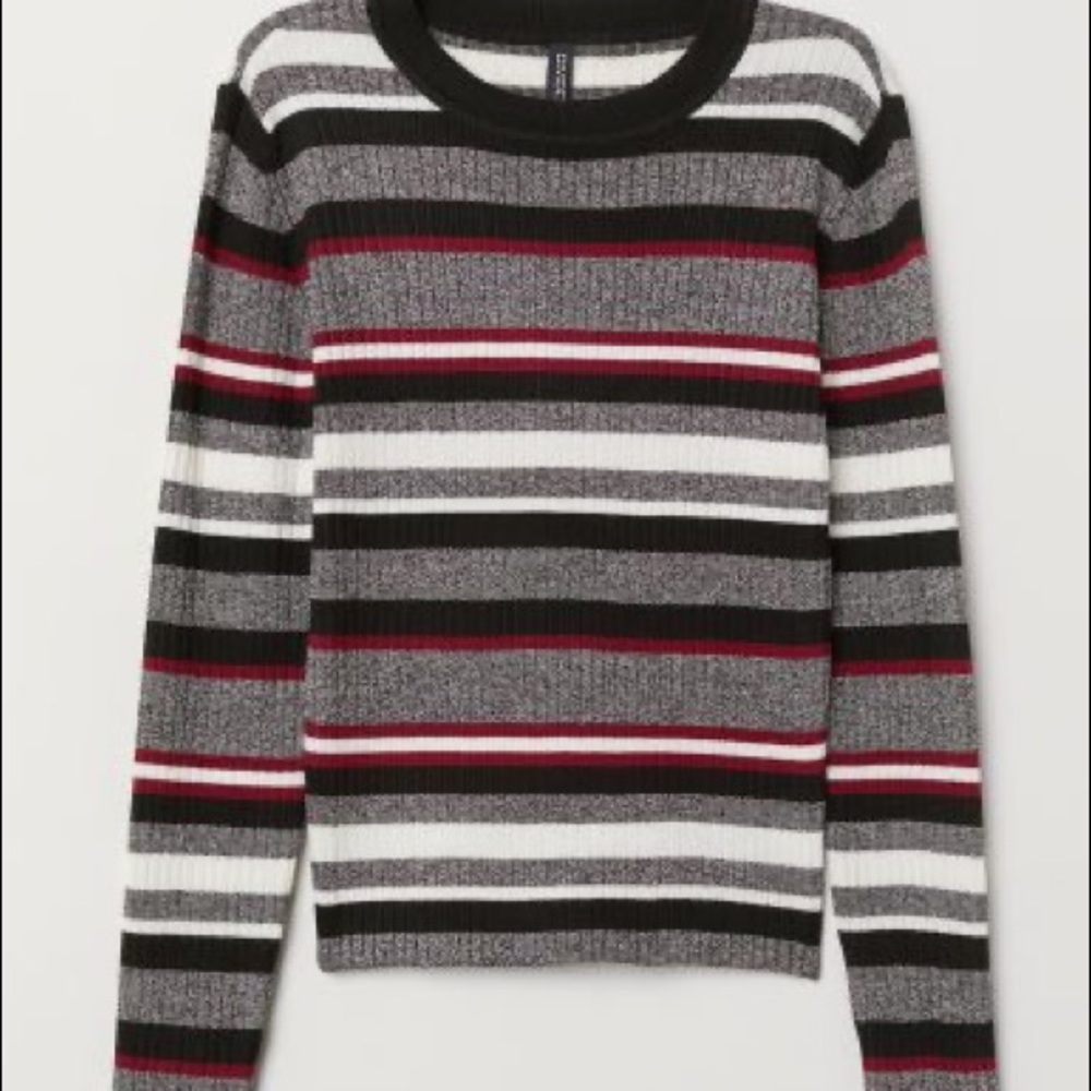 Maroon & grey multicolor Striped long-sleeve tee